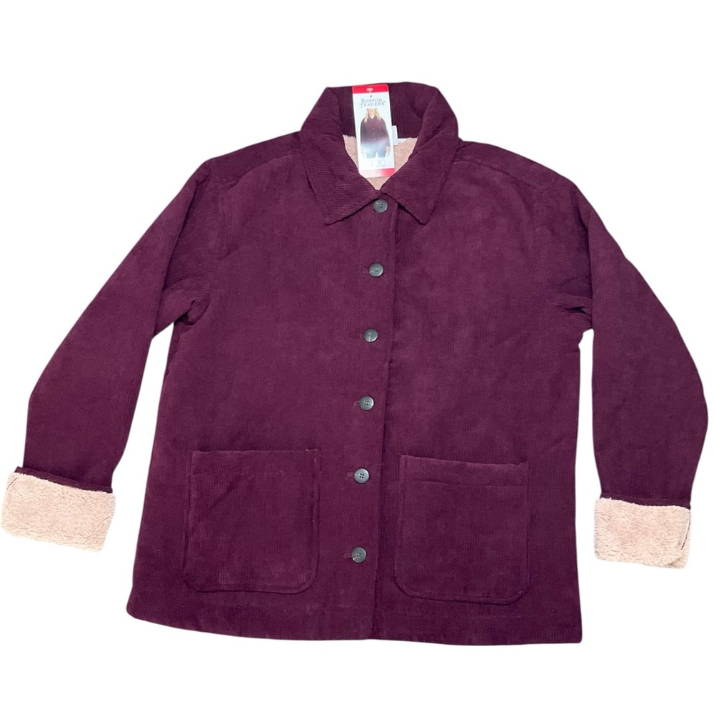 Boston Traders Women's Sherpa Lined Corduroy Over shirt Red Size MEDIUM NWT